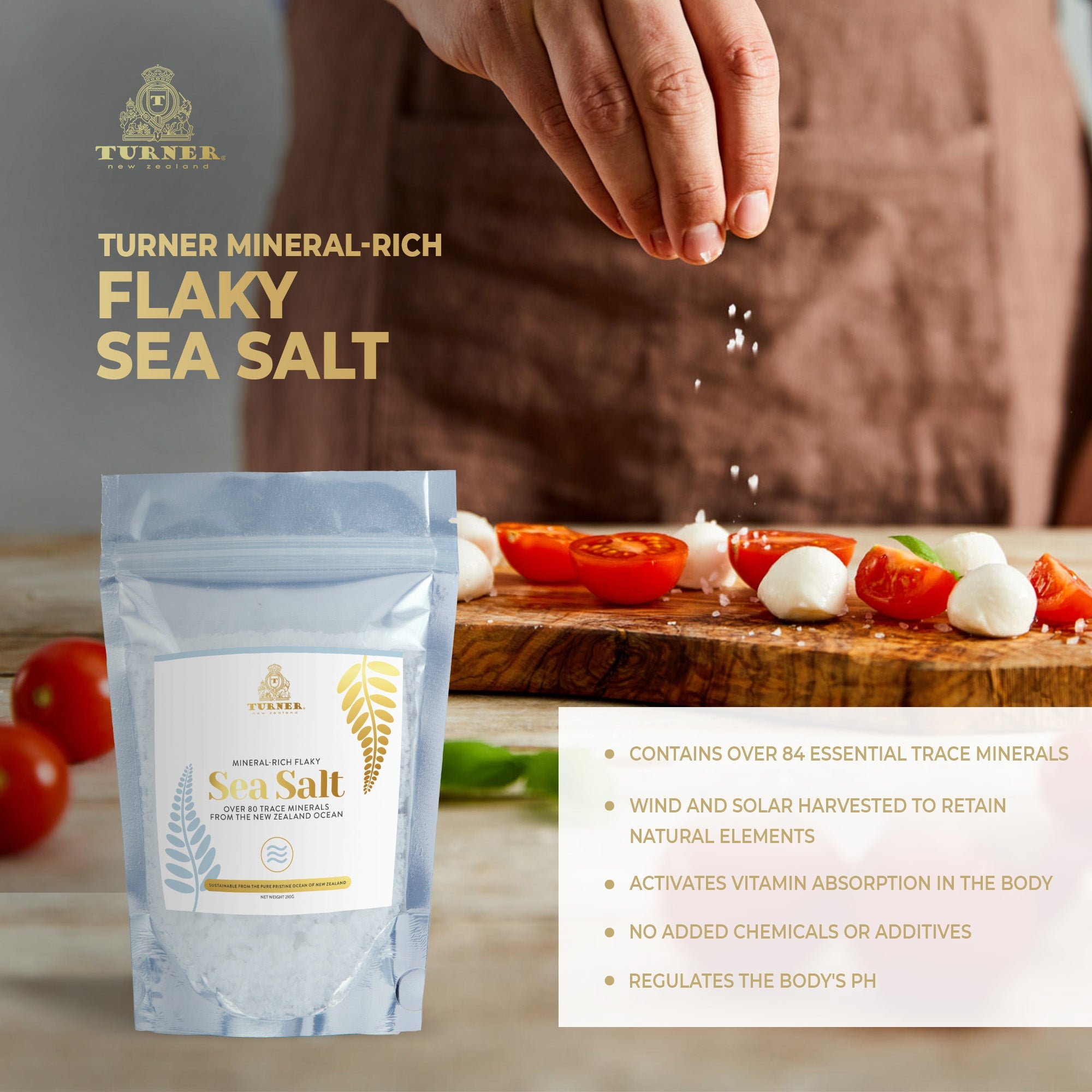 Mineral-Rich Flaky Sea Salt Pouch, TURNER New Zealand,