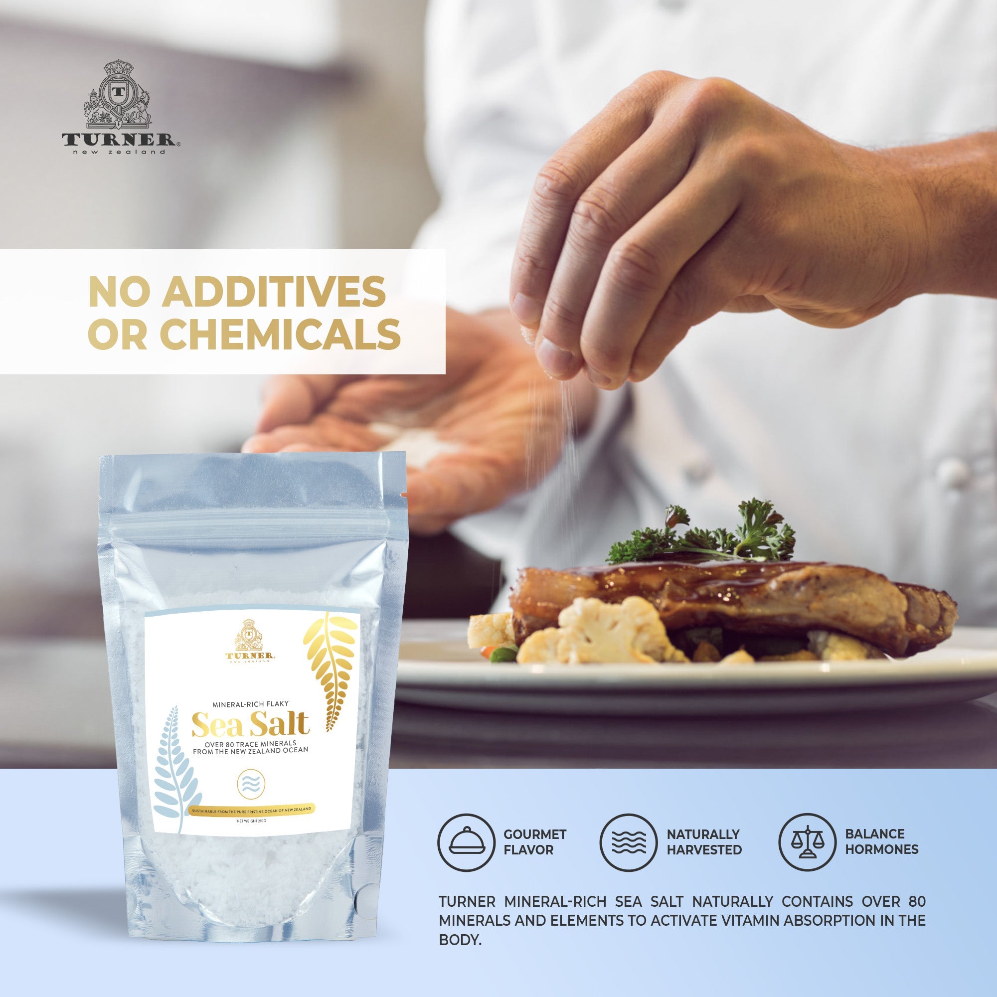 Mineral-Rich Flaky Sea Salt Pouch, TURNER New Zealand,
