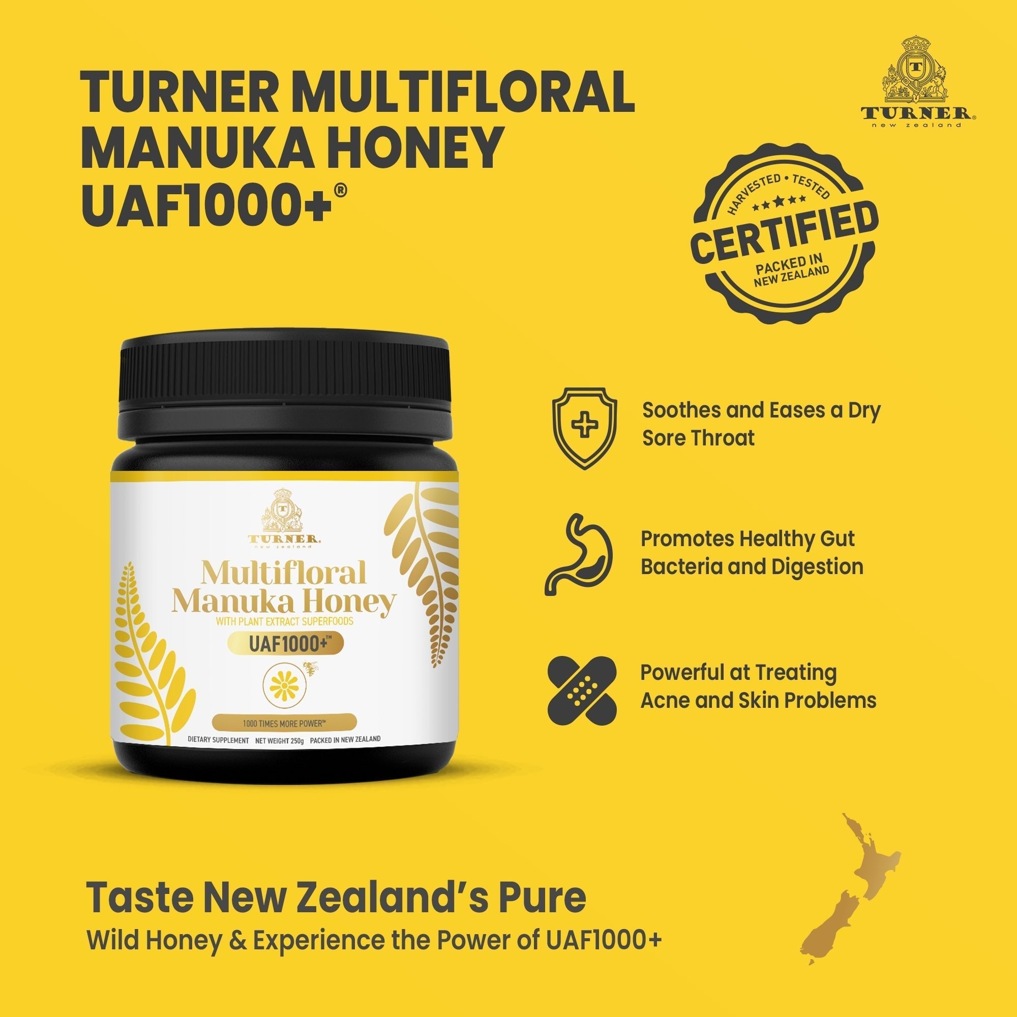 Multifloral Manuka Honey UAF1000+®, TURNER New Zealand, 